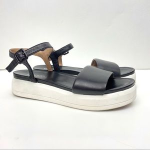 Franco Sarto Genuine Leather Platform Sandals Ankle Strap 7.5 Karlene